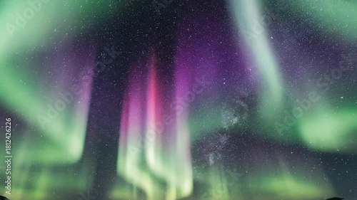 Northern Lights Display Over Starry Night Sky