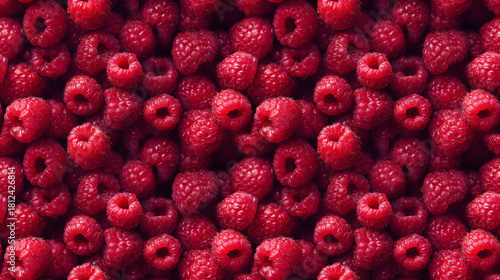 Seamless Pattern of Fresh Ripe Raspberries, Juicy Red Berries with Natural Texture for Food Packaging and Healthy Lifestyle Design