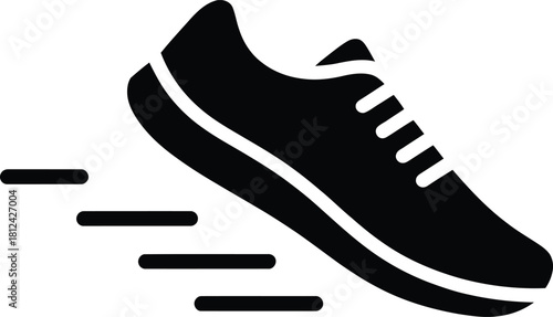 Running shoe icon with motion lines representing speed and activity