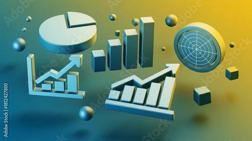 Business Growth Concepts with 3D Elements