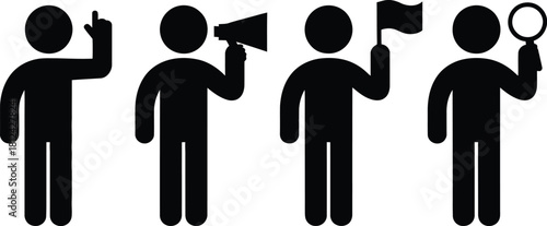 Communication and participation symbols with diverse human figures