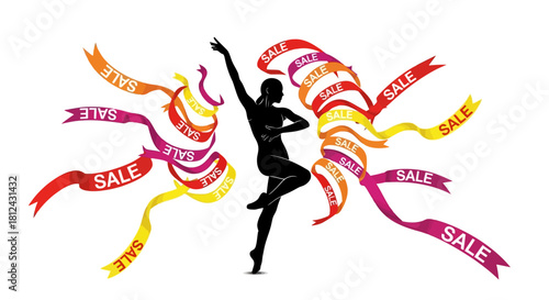 Abstract geometric design with intersecting lines and curves in rgb color model