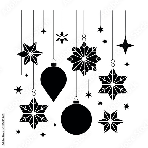 Collection of Festive Christmas Tree Ornaments Vector Illustration