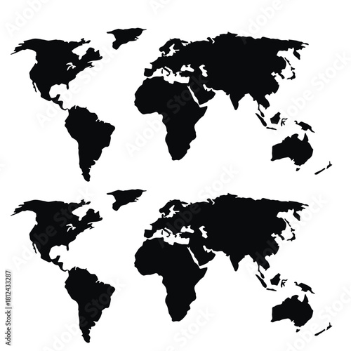 Futuristic world map silhouette. Simple world map in good quality. Digital map template for business, media, foreign affairs, international relations. Technological background. Vector 