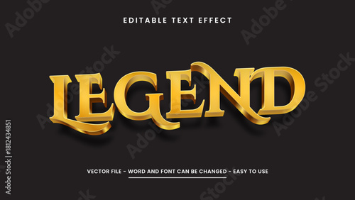 editable text effect legend 3d style premium vector