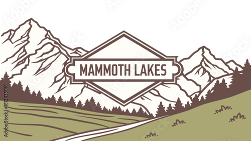 Mammoth Lakes Alpine Badge – Snow Peaks Mountain Design with Modern Minimal Ski Style and California High Sierra Aesthetic
