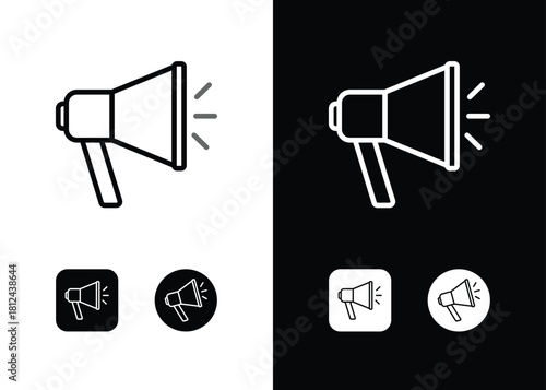 Megaphone advertising, loud, speaker, outbound marketing, promotion outline line icon symbol sign vector