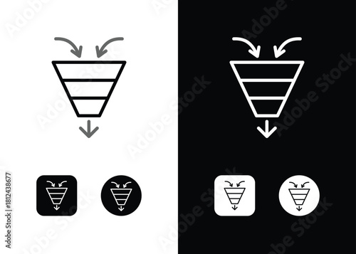 Marketing sales funnel filter strategy outline line icon symbol sign vector