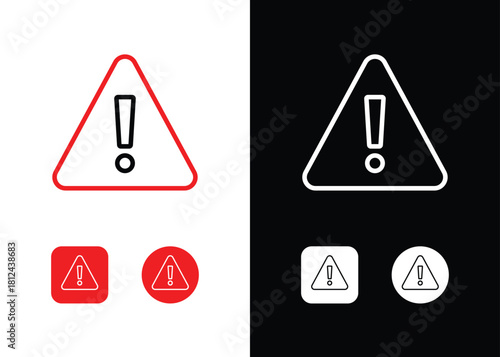 Caution, error, danger, warning, be careful, attention outline line icon symbol sign vector