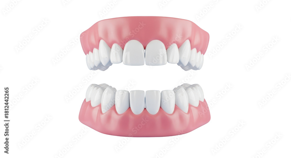 Obraz premium Realistic Dental Denture Set With Pink Gums isolated on a transparent background dentures