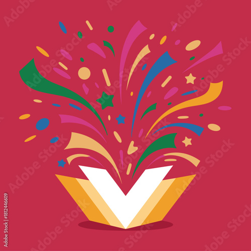 Open gift box with bursting party confetti – Ideal for surprise reveals, party invitations, or holiday greetings.