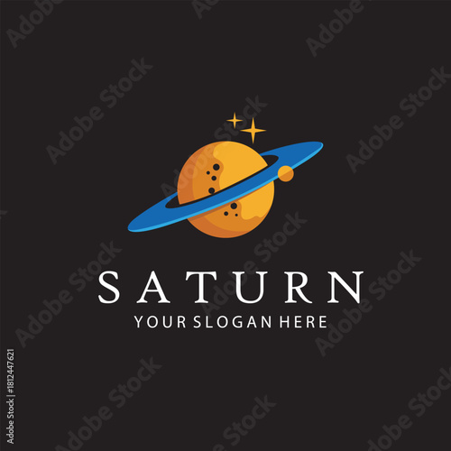 design of planet saturn with stars isolated on black background
