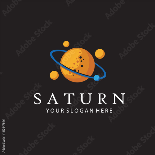 design of planet saturn with stars isolated on black background