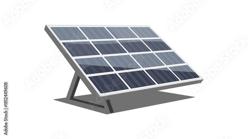 Modern renewable energy solar panel on stand with shadow in flat style