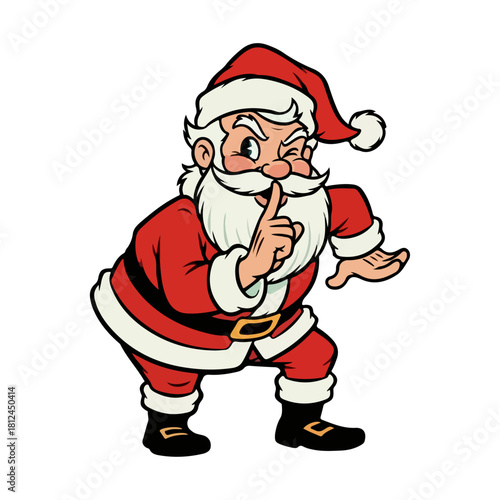 Retro Jolly Santa Claus Sneaking Vector Illustration