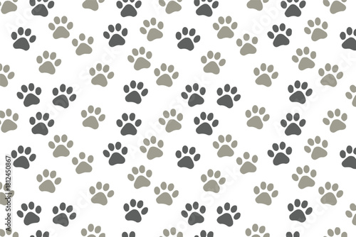 pawprints seamless pattern pet paw prints repeat background tileable design