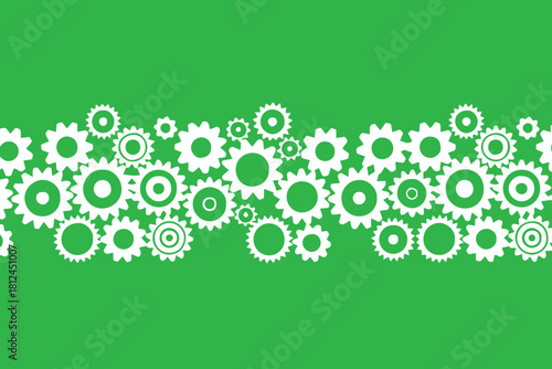 gear seamless vector pattern white mechanical gears green band