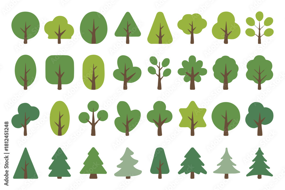 Fotografie tree vector tree icons and silhouettes set for ecology and layout
