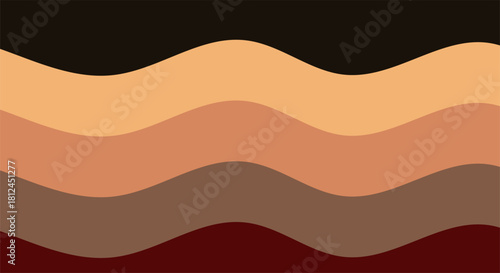 Abstract background pattern featuring five horizontal wavy layers in warm earthy tones ranging from dark brown to light beige, creating a subtle, flowing visual texture