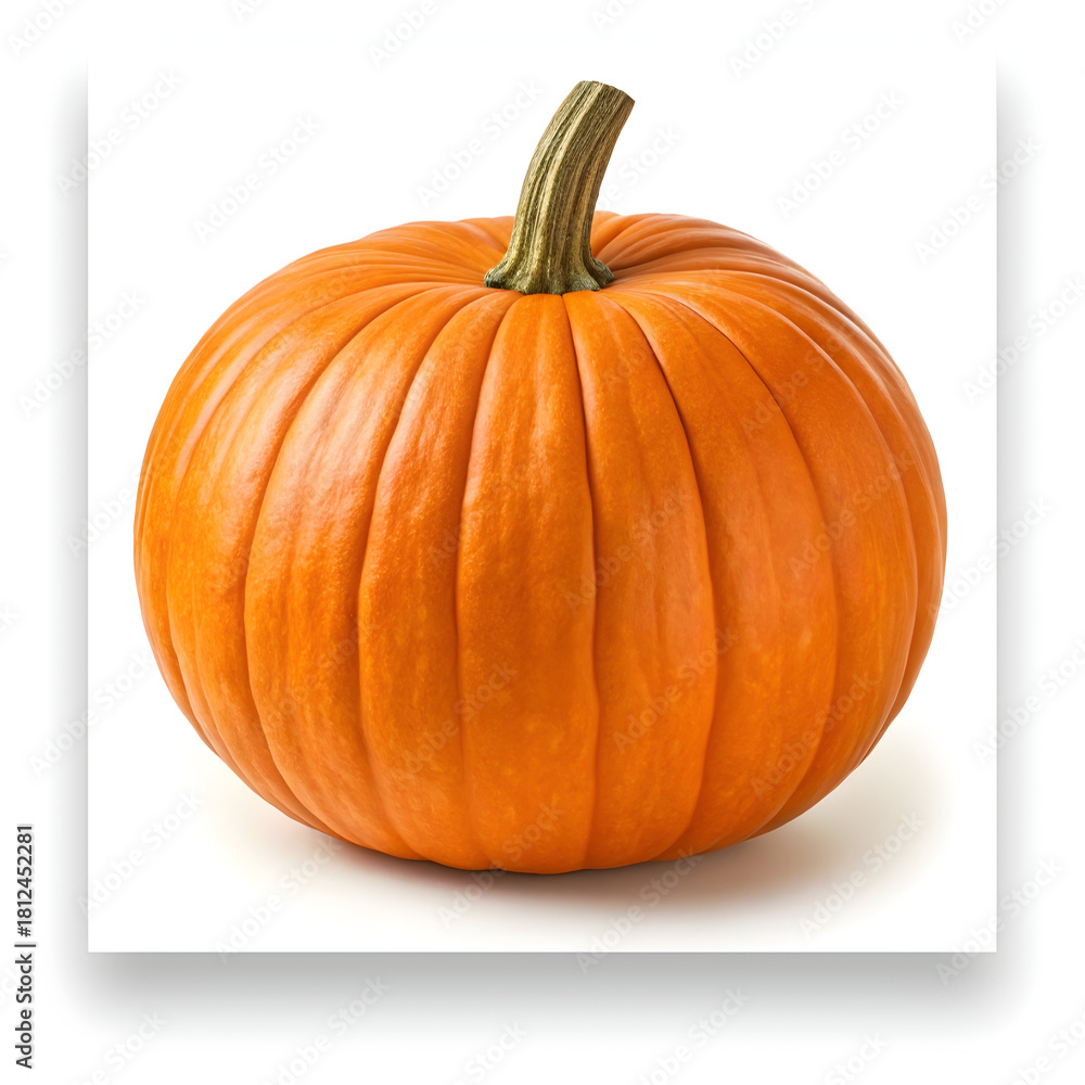 Obraz premium Ripe Orange Pumpkin Isolated on White Background