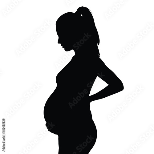 A silhouette of a pregnant woman showcasing her maternal form and grace