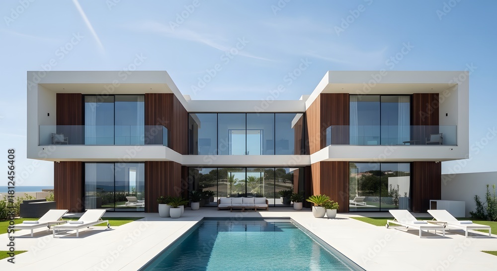 Fototapeta premium modern house with swimming pool