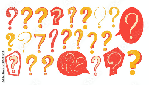 Hand-Drawn Question Marks in Various Styles and Colors Quirky Inquiries