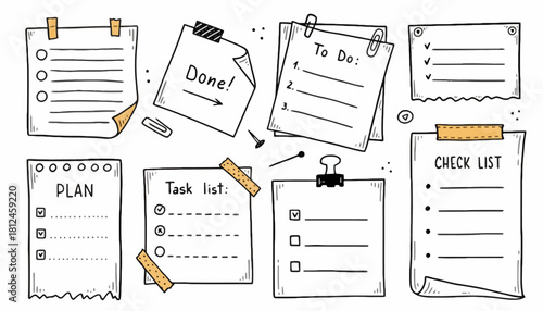 Hand-Drawn Checklist and To-Do List Vector Set for Planning and Organizing