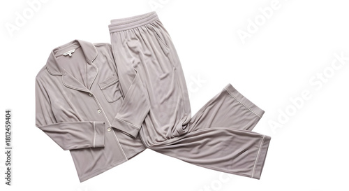 Cozy light brown pajama set isolated on transparent background for relaxation