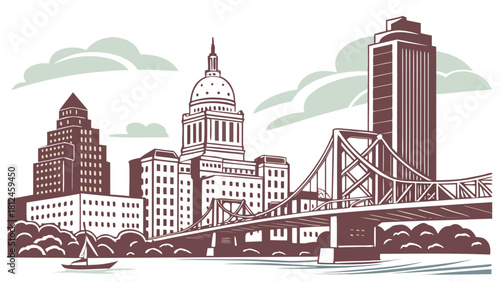Providence Rhode Island skyline clean vector