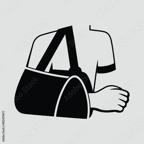 Silhouette Arm sling person with injury support vector illustration