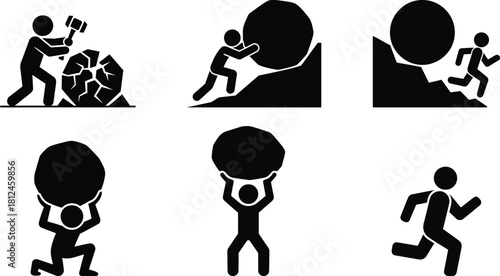 Symbolic struggle, effort, burden, challenge, and perseverance