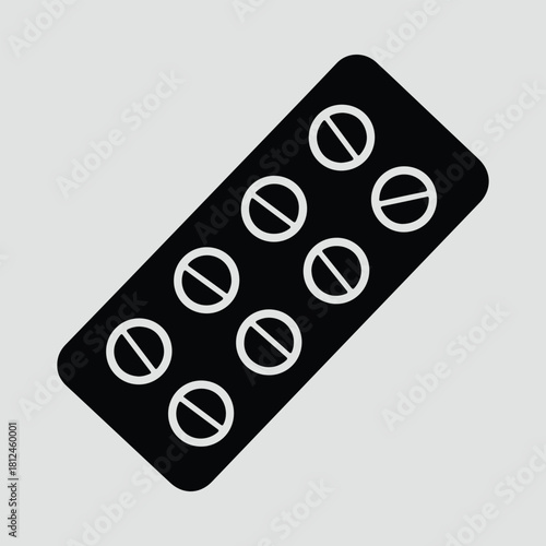 Silhouette blister pack with medicine pills vector illustration