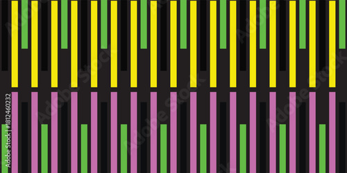 Geometric pattern of vertical bars in yellow green black and purple
