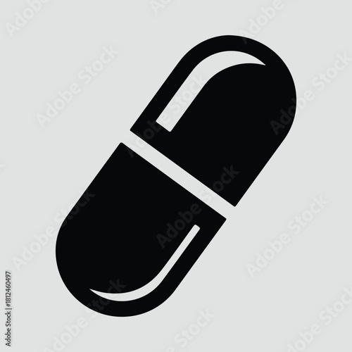 Silhouette capsule pill black medical icon isolated vector illustration