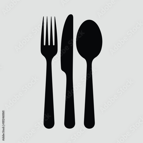 Silhouette cutlery set fork knife and spoon vector illustration