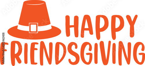 Happy Friendsgiving Thanksgiving typography clip art design on plain white transparent isolated background for card, shirt, hoodie, sweatshirt, apparel, card, tag, mug, icon, poster or badge