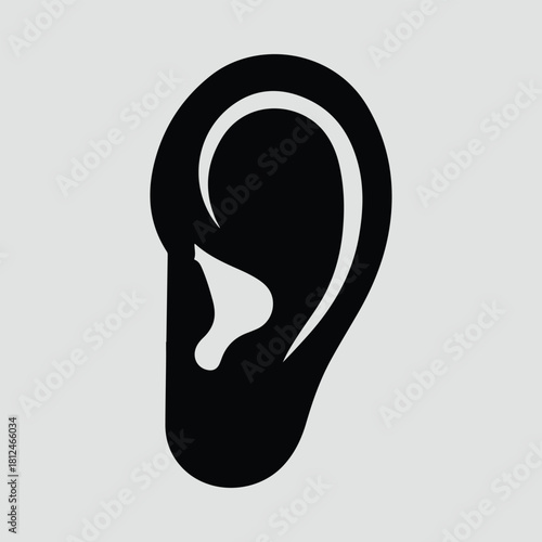 Silhouette human ear anatomy medical organ listening vector illustration
