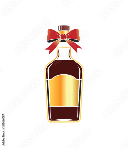 Whisky bottle christmas gift silhouette vector design on white background