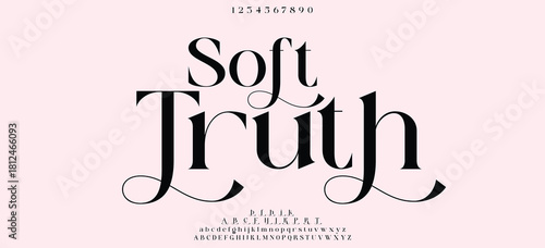 Elegant Font Uppercase Lowercase Number And Ampersand. Classic Lettering Minimal Fashion Designs. Typography modern serif fonts regular decorative vintage concept. vector illustration. 