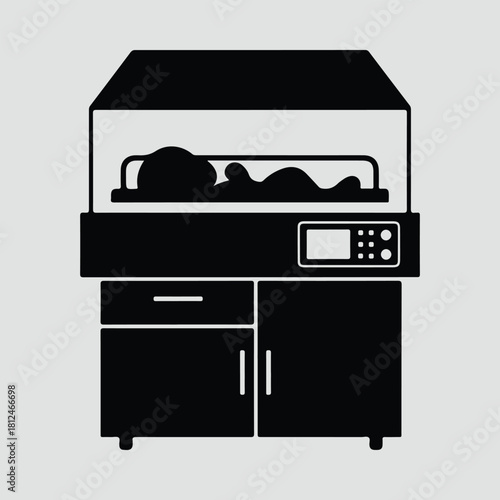 Silhouette Infant incubator simple monochrome icon vector illustration