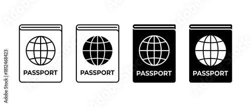 Passport Vector Icons Set. Travel International Document Symbols in Flat Style
