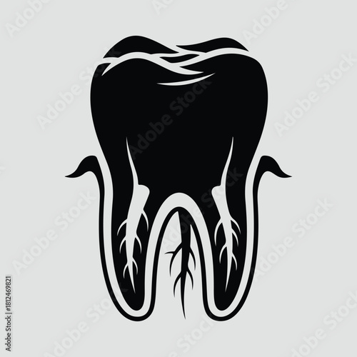 Silhouette molar tooth dental care medical anatomy vector illustration