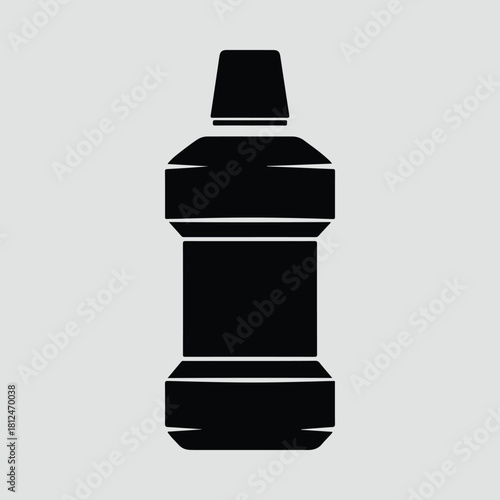 Silhouette mouthwash bottle isolated hygiene product dental care vector illustration
