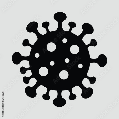 Silhouette of a single black simple coronavirus vector illustration