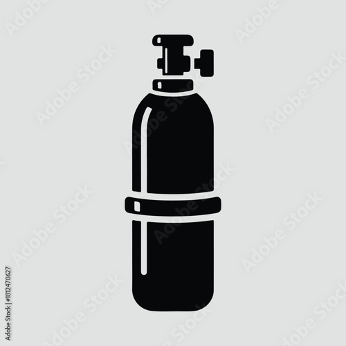 Silhouette oxygen tank medical gas cylinder equipment vector illustration