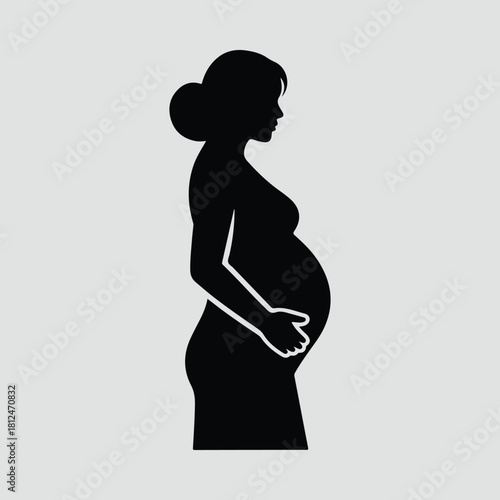 Silhouette pregnant woman standing profile isolated beautiful vector illustration
