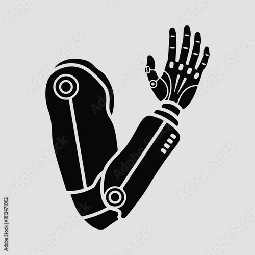 Silhouette robotic arm hand prosthesis futuristic bionic innovation vector illustration