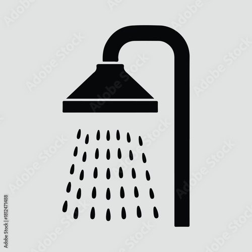 Silhouette shower with falling water simple graphic minimal vector illustration