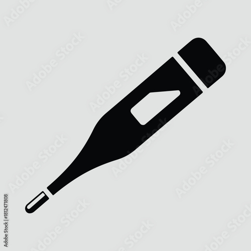 Silhouette thermometer medical device for measuring body temperature vector illustration